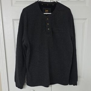 Lee Men's Charcoal Long Sleeve Henley